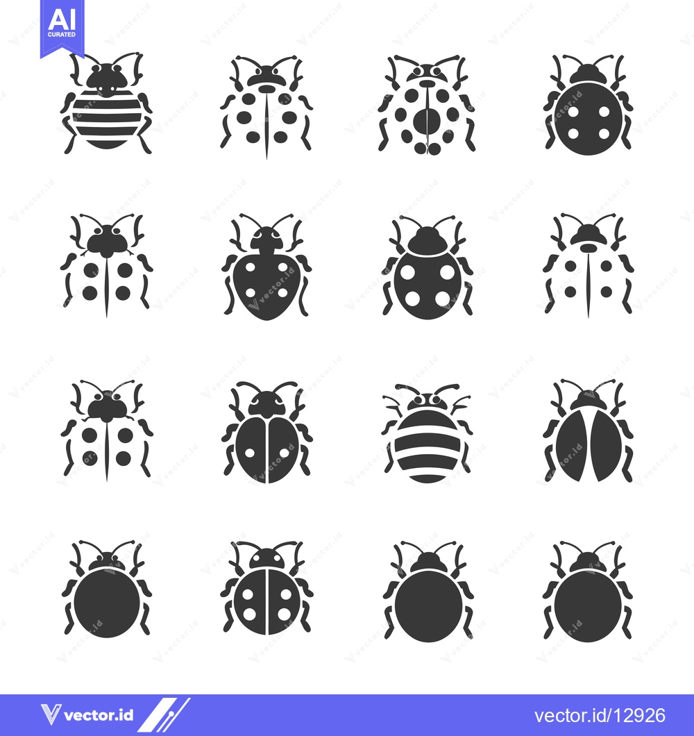 Premium Vector dari A Collection of Black and White Ladybug Icons