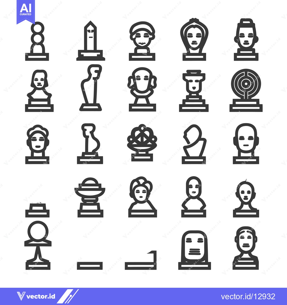 Premium Vector dari A Collection of Black and White Line Art Statues and Busts