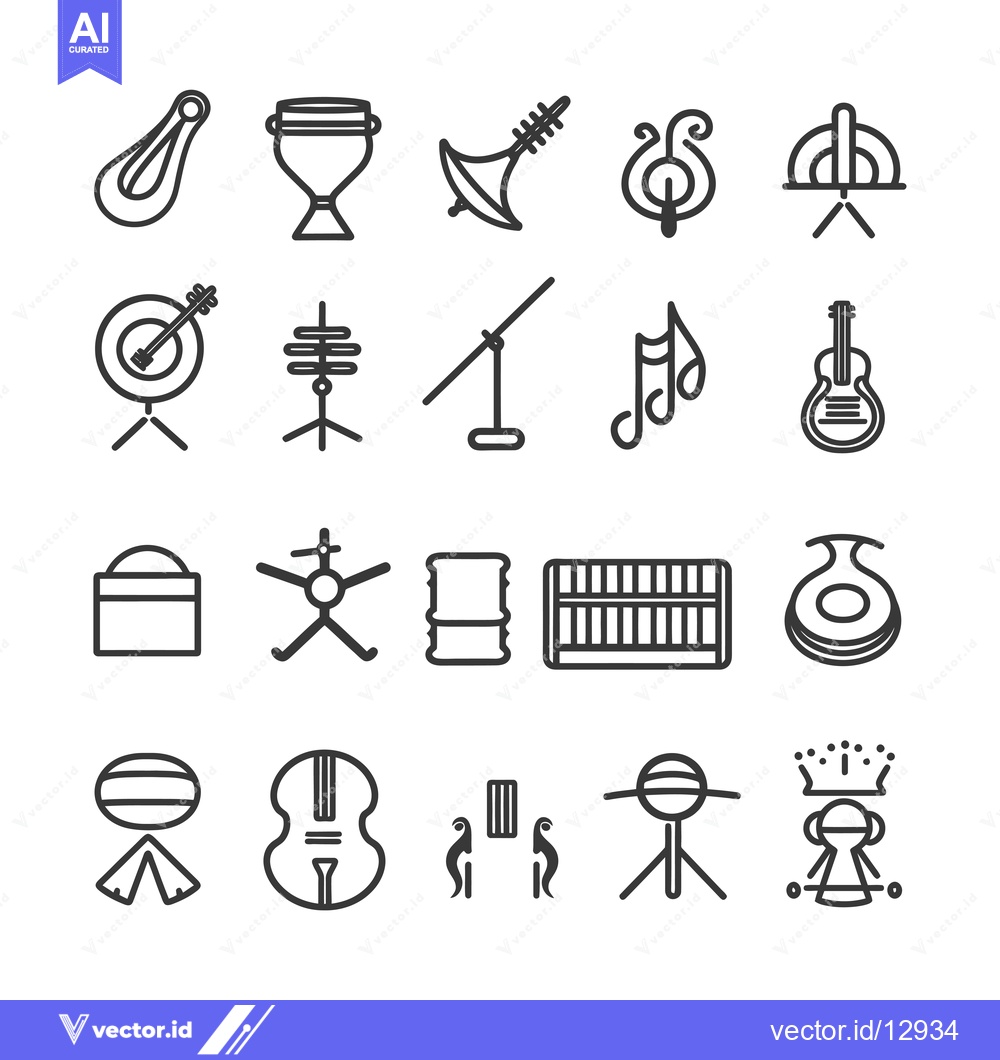Premium Vector of A Collection of Black and White Line Drawings Depicting Musical Instru