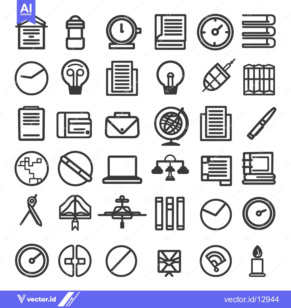 Premium Vector dari A Collection of Black and White Line Icons Representing a Variety of O