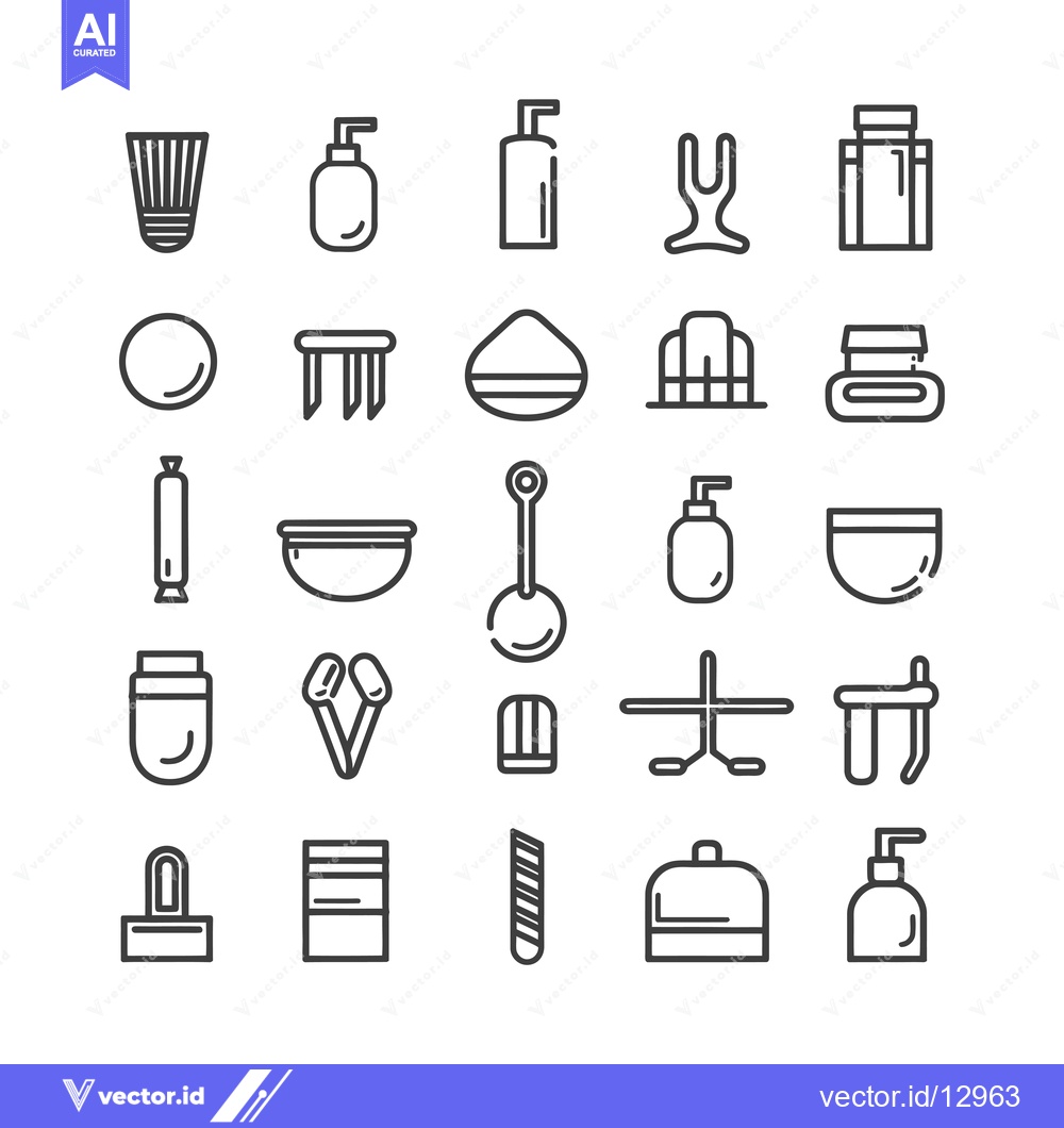 Premium Vector of A Collection of Black and White Outline Icons Depicting Various Everyd