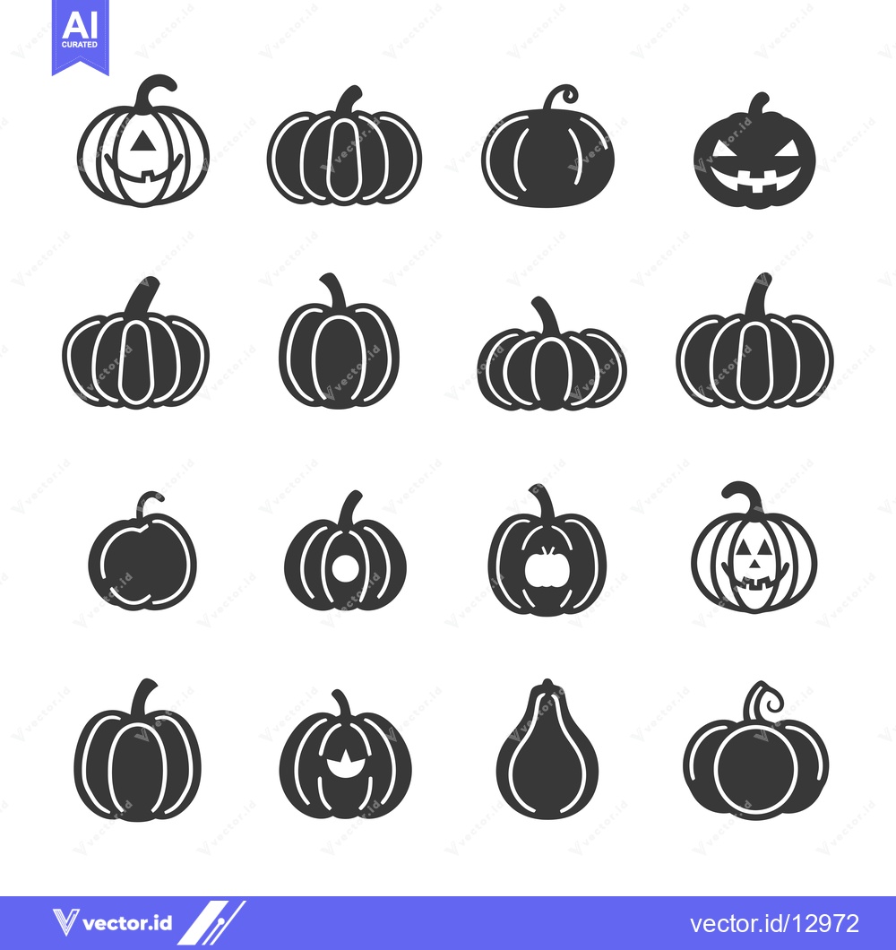 Premium Vector dari A Collection of Black and White Pumpkin Icons