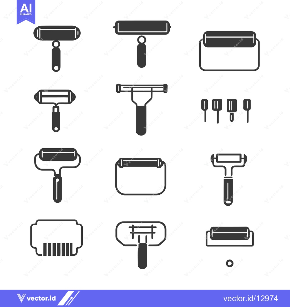Premium Vector of A Collection of Black and White Roller Icons