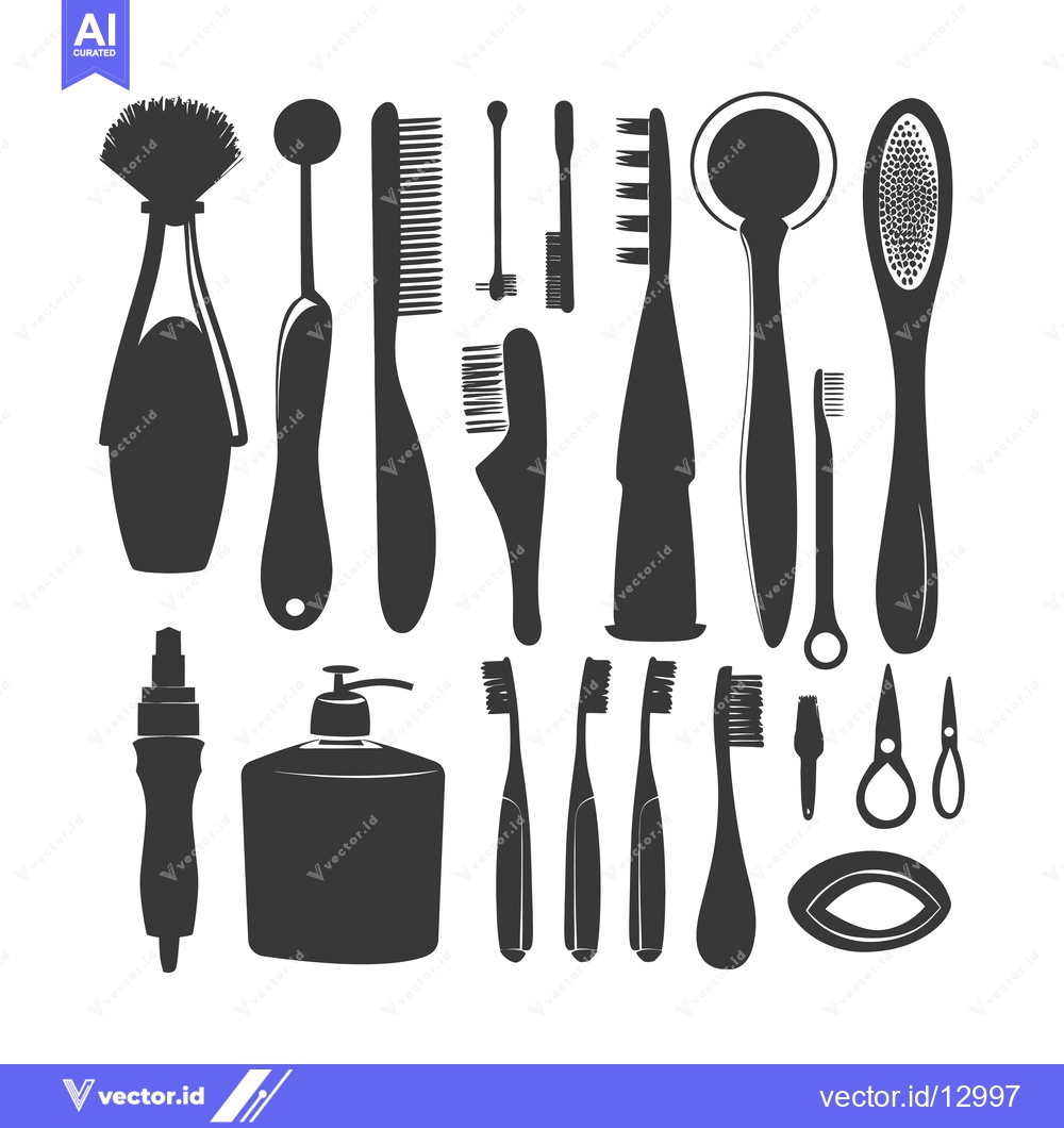 Premium Vector dari A Collection of Black and White Silhouettes of Cleaning and Hygiene To