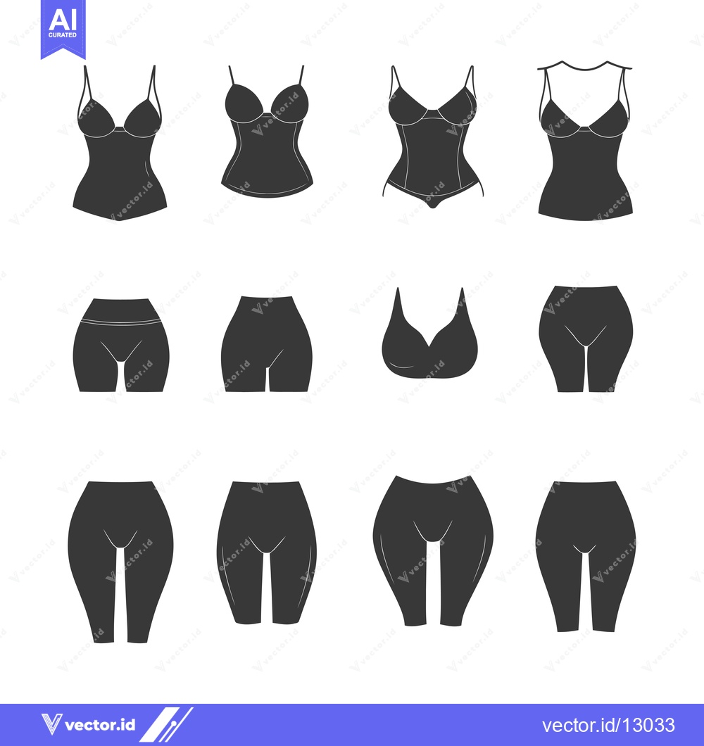 Premium Vector dari A Collection of Black and White Silhouettes of Women's Undergarments
