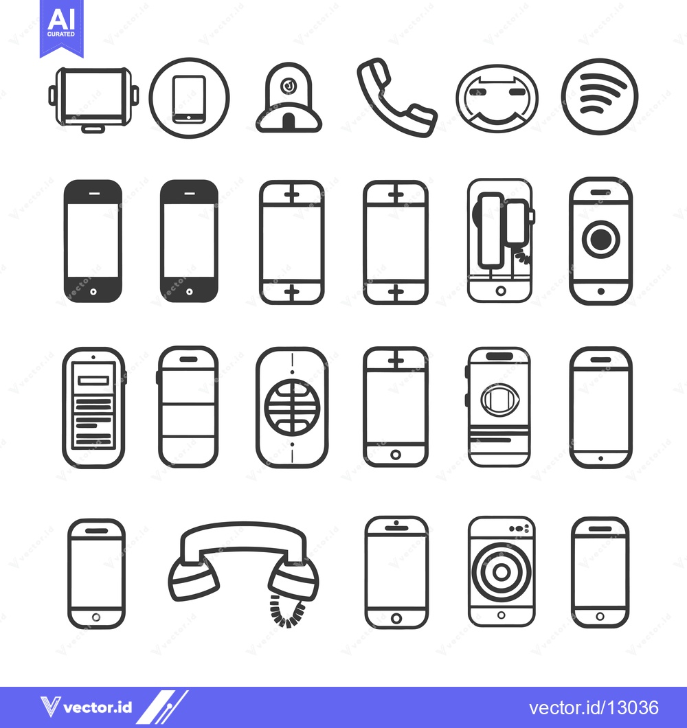 Premium Vector dari A Collection of Black and White Smartphone and Phone Icons