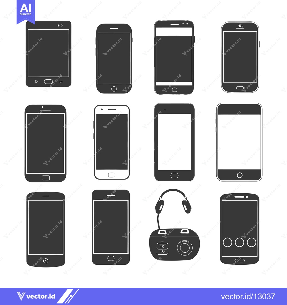 Premium Vector dari A Collection of Black and White Smartphone Icons
