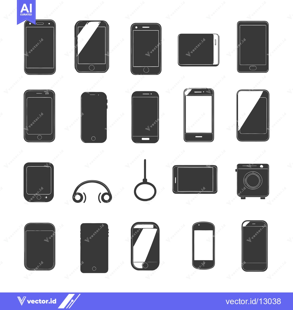 Premium Vector dari A Collection of Black and White Smartphone Illustrations