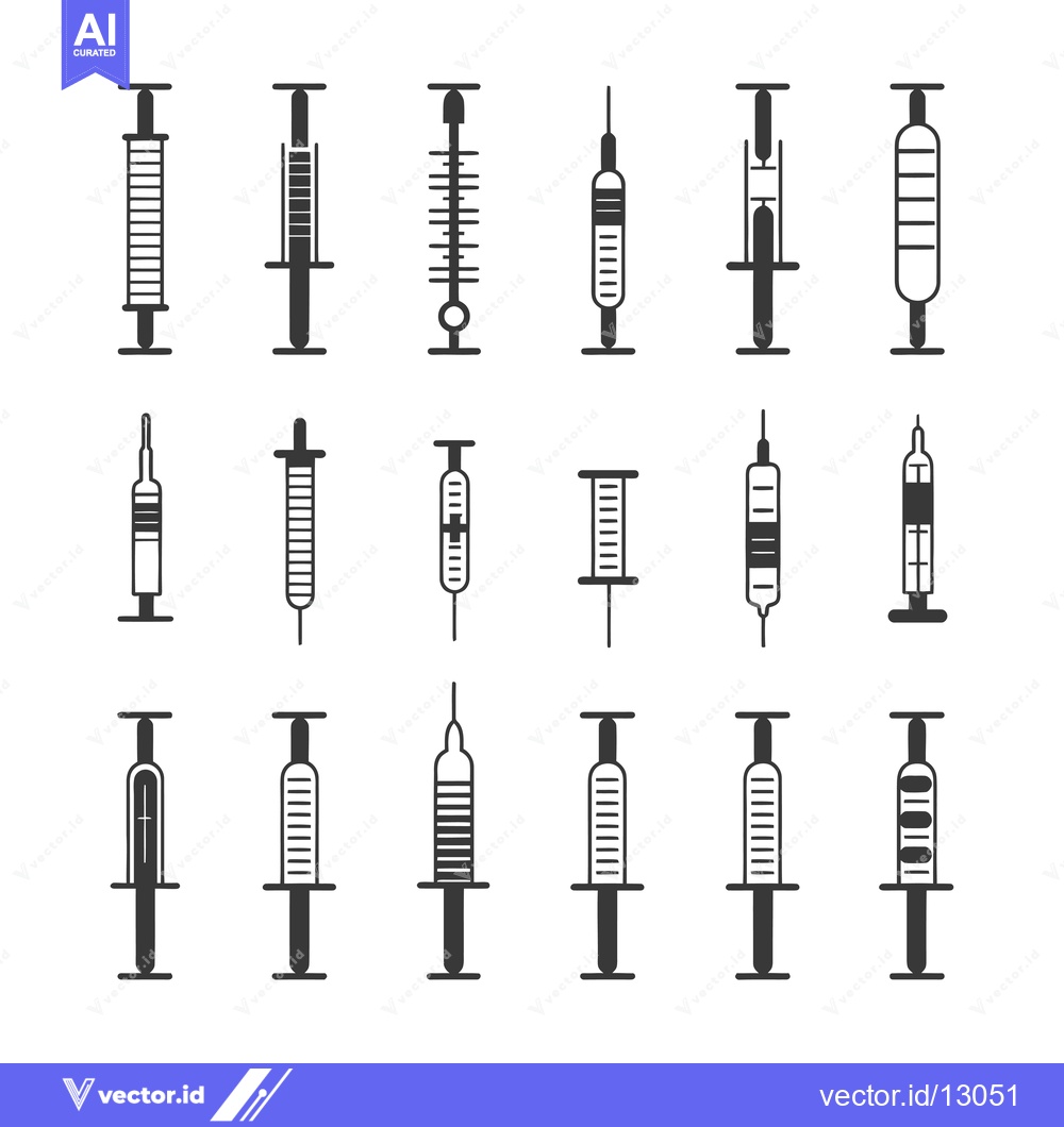 Premium Vector dari A Collection of Black and White Syringe Icons