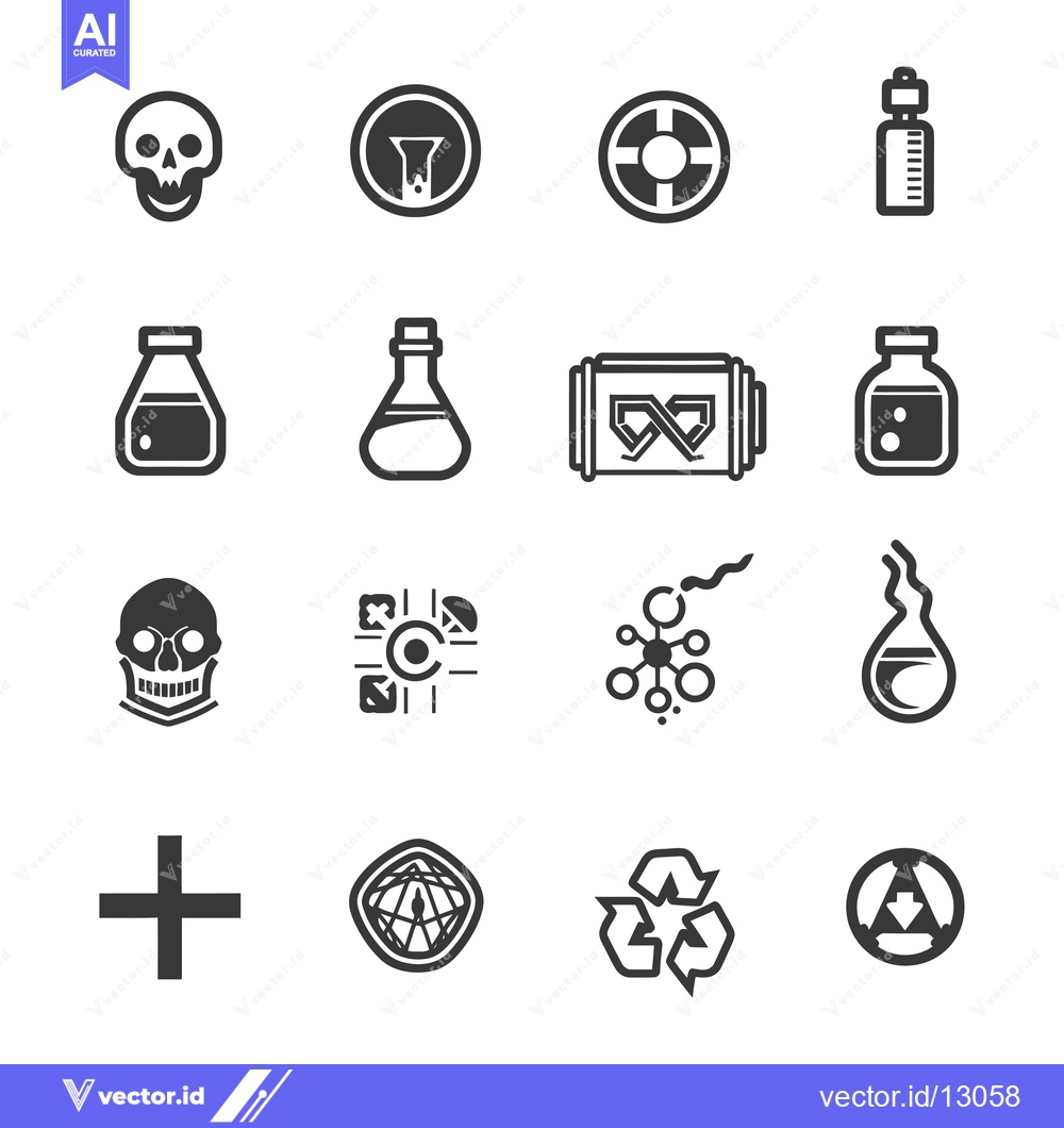 Premium Vector of A Collection of Black and White Vector Icons Featuring Scientific and