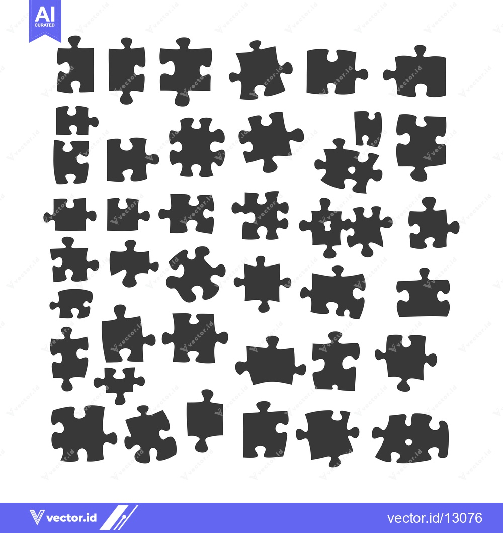 Premium Vector dari A Collection of Black Puzzle Pieces on a White Background