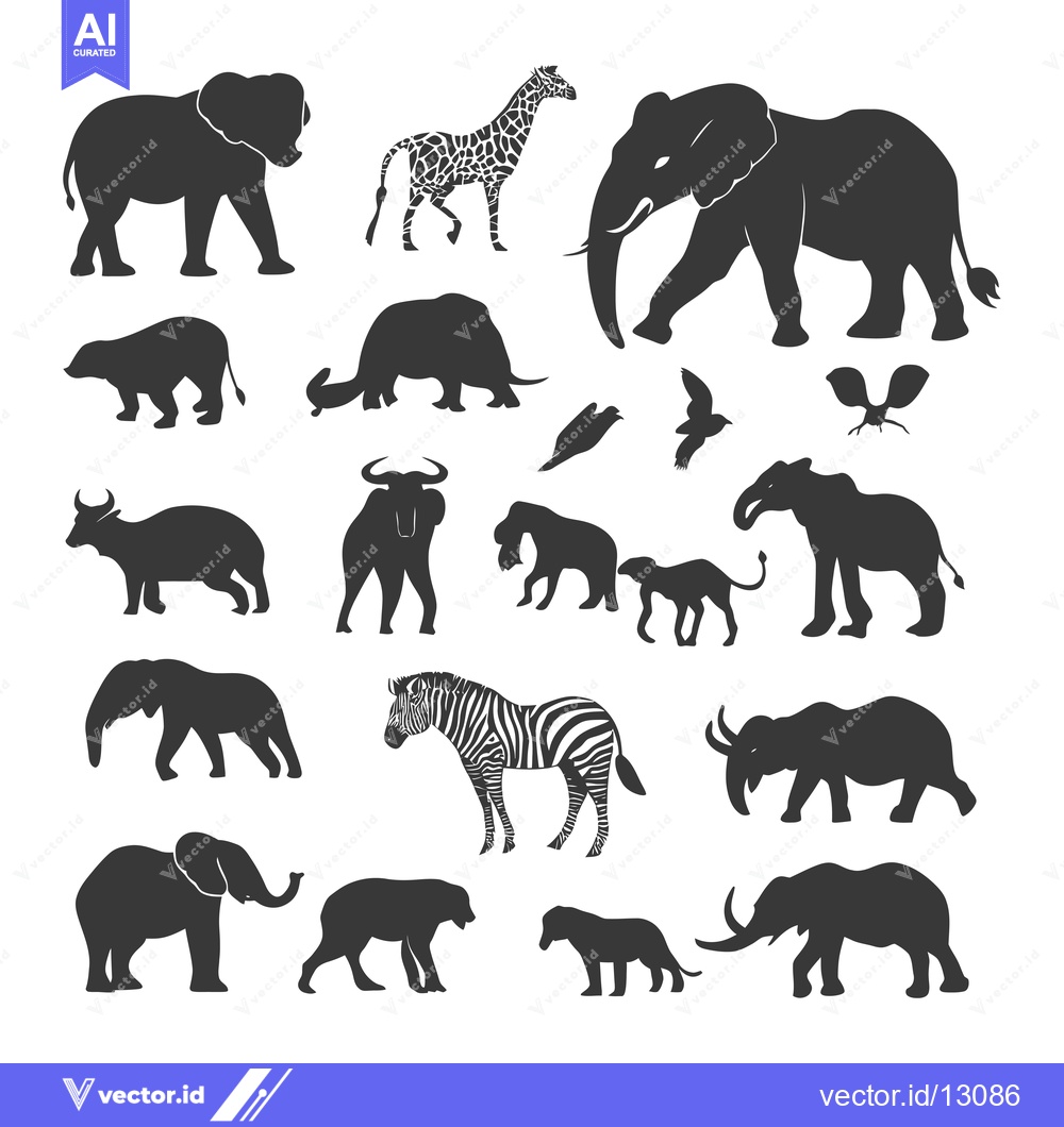 Premium Vector of A Collection of Black Silhouettes of African Animals