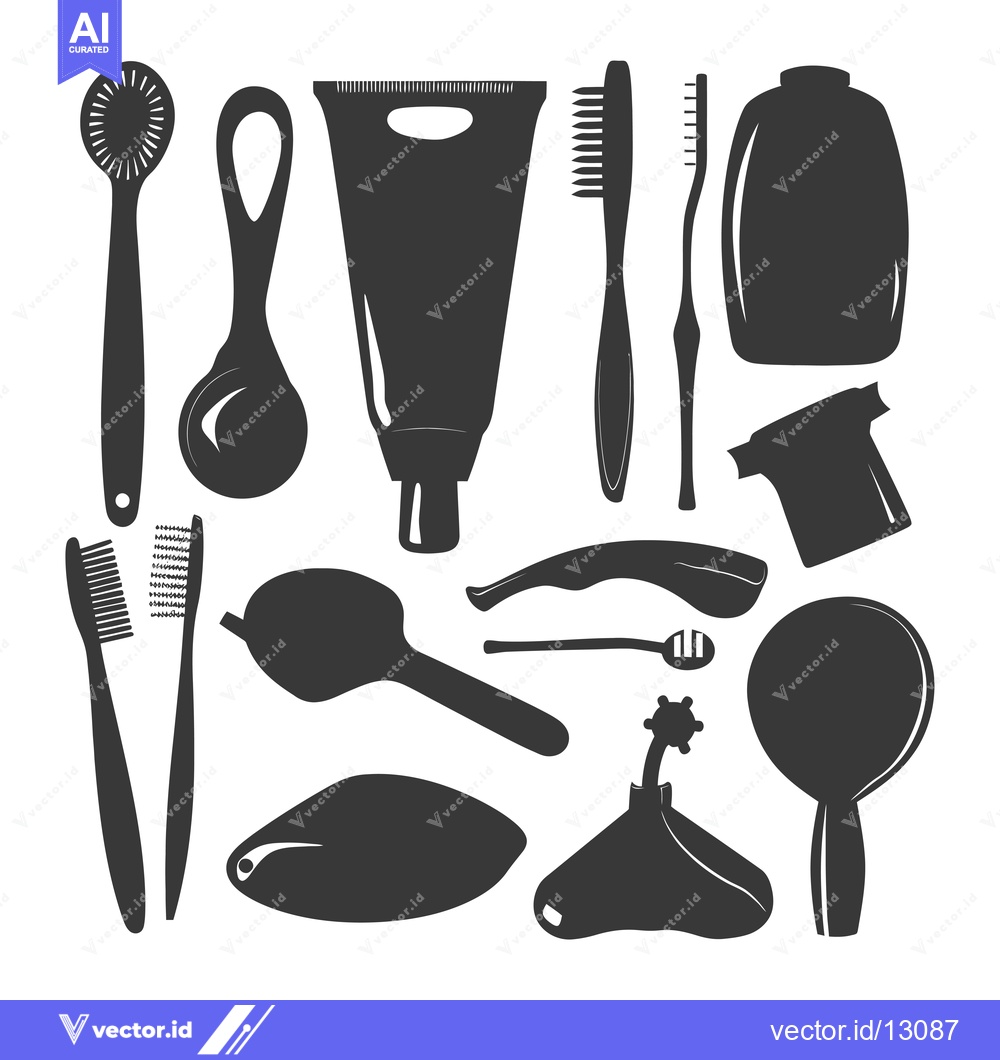 Premium Vector dari A Collection of Black Silhouettes of Bathroom and Hygiene Products