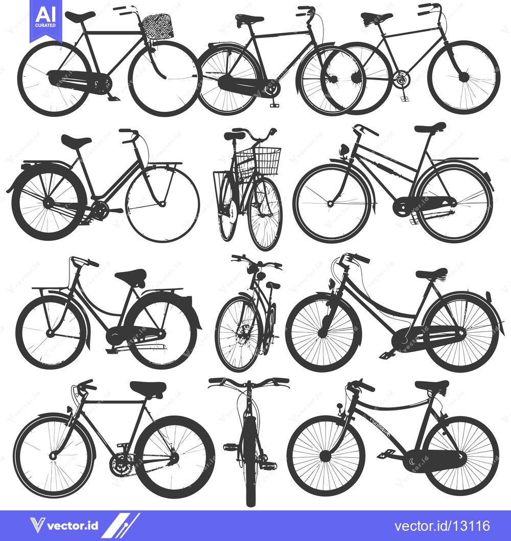 Premium Vector of A Collection of Black Silhouette Vintage Bikes
