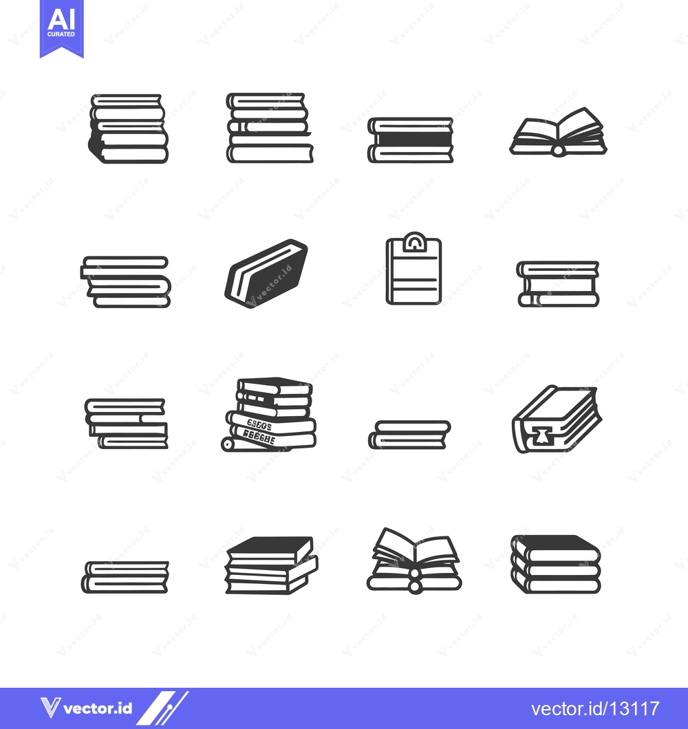 Premium Vector of A Collection of Book and Literature Icons