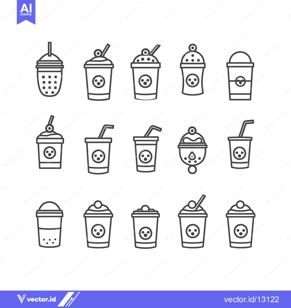 Premium Vector dari A Collection of Bubble Tea and Smoothie Cup Icons