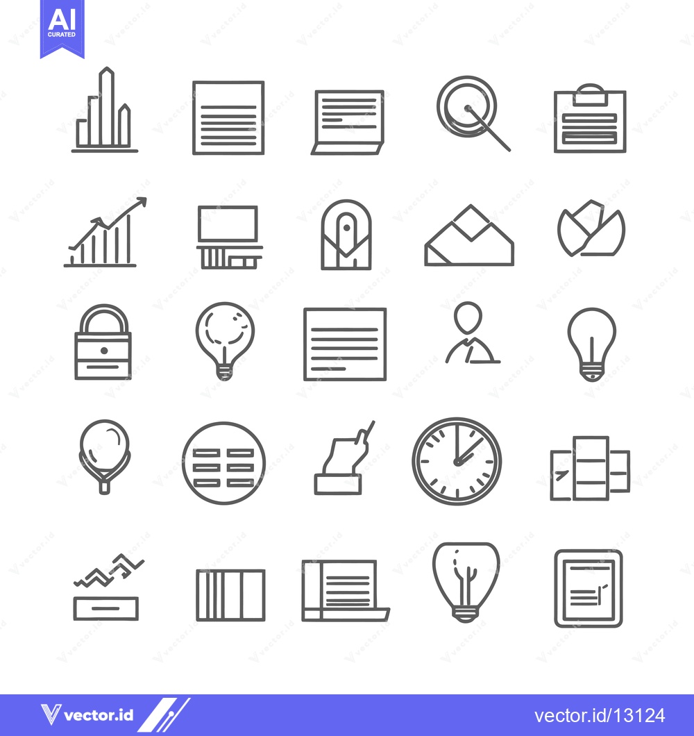 Premium Vector of A Collection of Business and Data-Related Line Icons