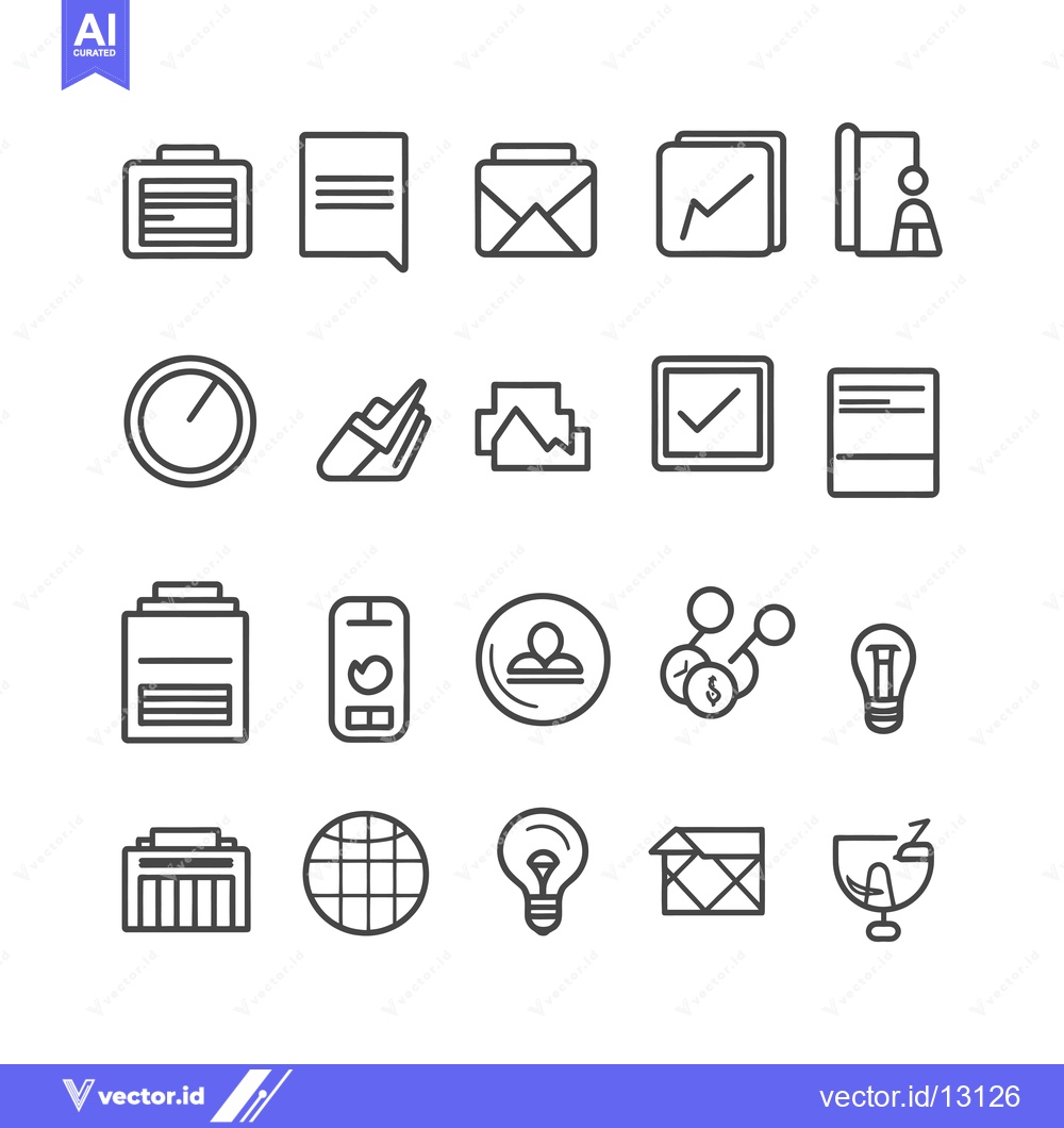 Premium Vector dari A Collection of Business and Technology-Related Line Icons