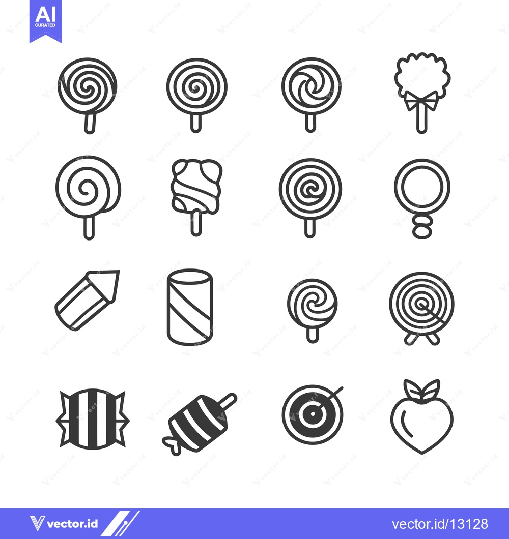Premium Vector of A Collection of Candy and Sweet Treat Line Icons