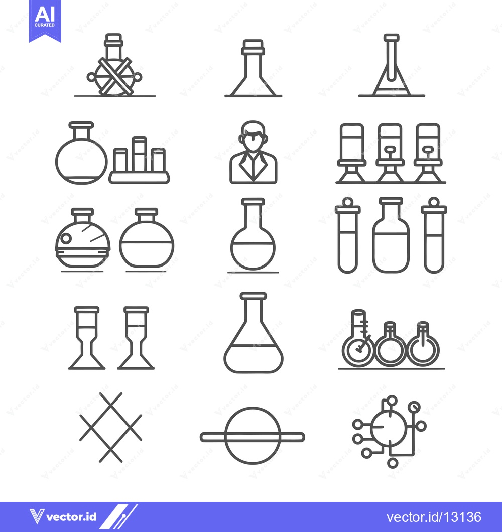 Premium Vector dari A Collection of Chemistry Lab Equipment Line Icons