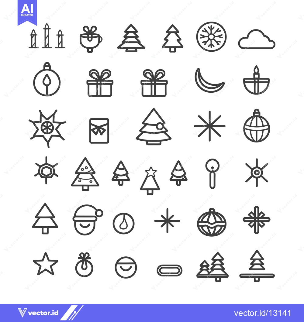 Premium Vector of A Collection of Christmas and Winter-Themed Line Icons