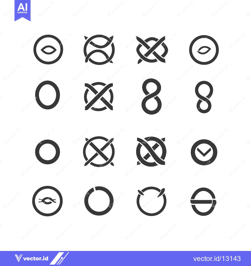 Premium Vector of A Collection of Circular and Intertwined Geometric Shapes