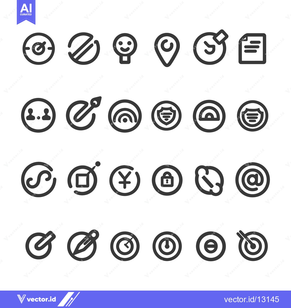 Premium Vector dari A Collection of Circular Icons with Various Symbols and Designs