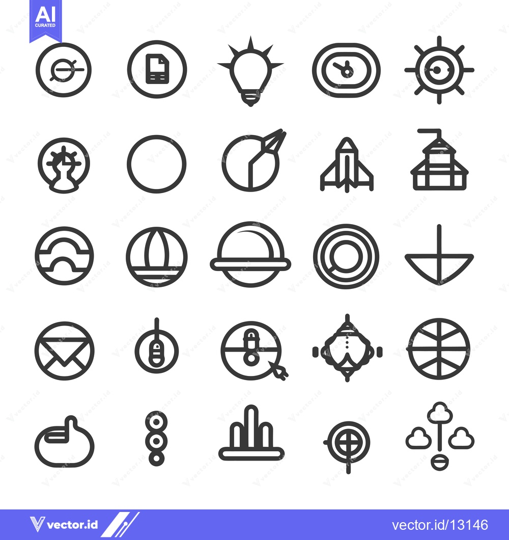 Premium Vector dari A Collection of Circular Line Icons with Various Designs