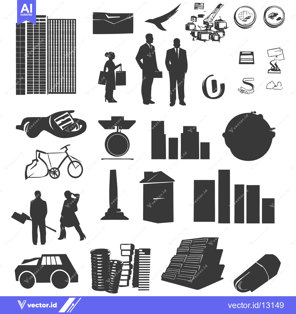 Premium Vector of A Collection of City Life Silhouettes