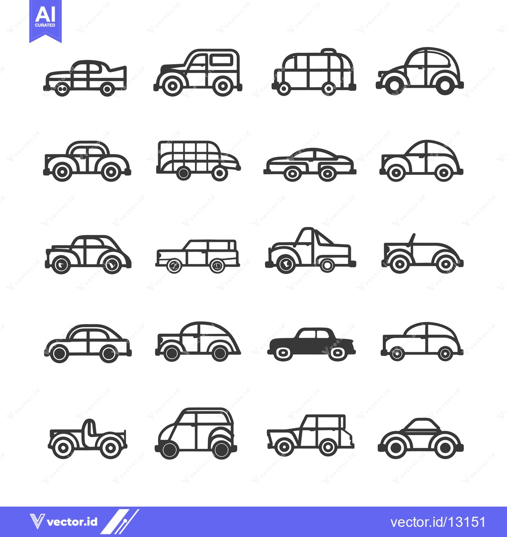 Premium Vector of A Collection of Classic Car Line Drawings