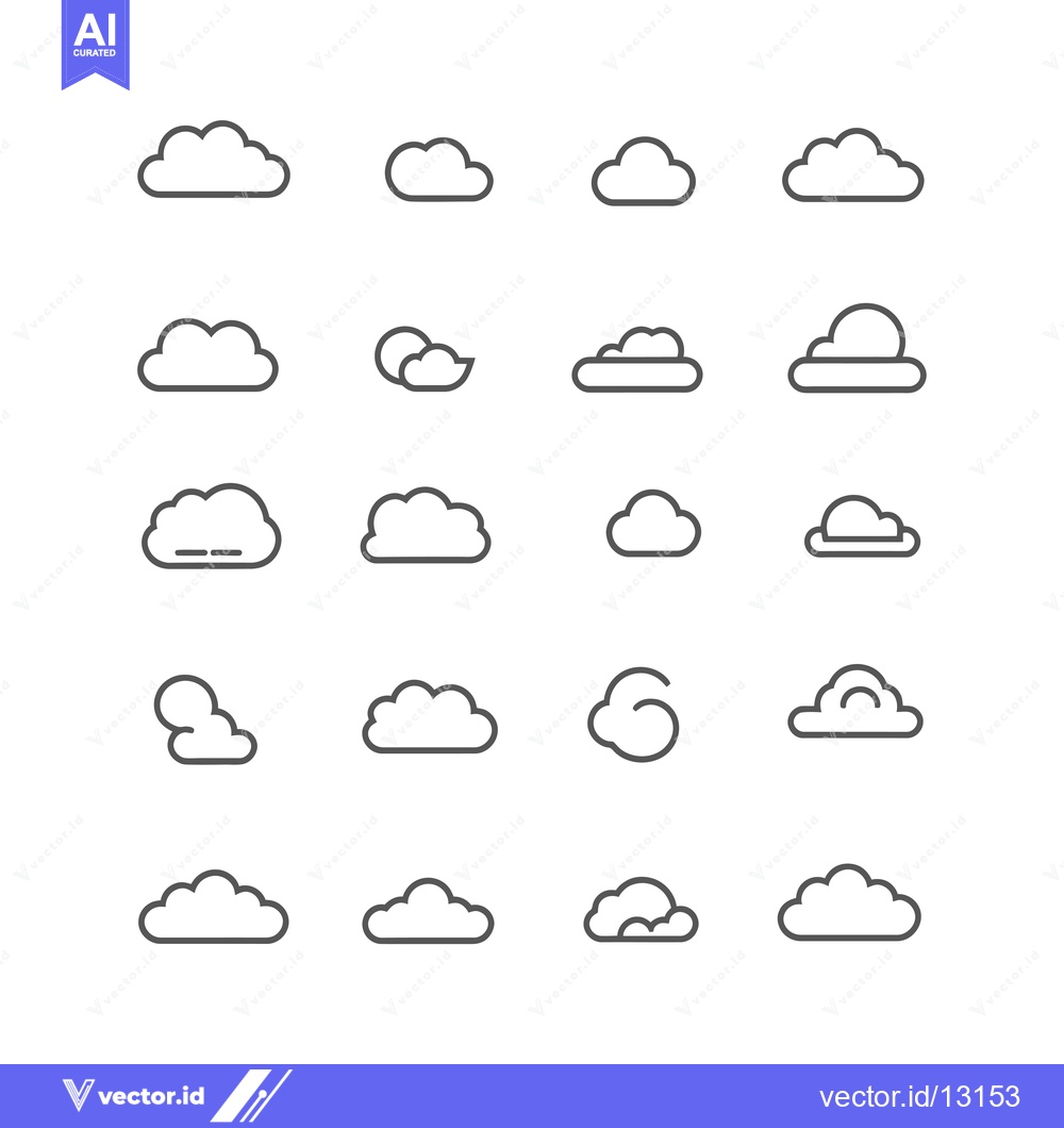 Premium Vector dari A Collection of Cloud Icons in a Linear Style