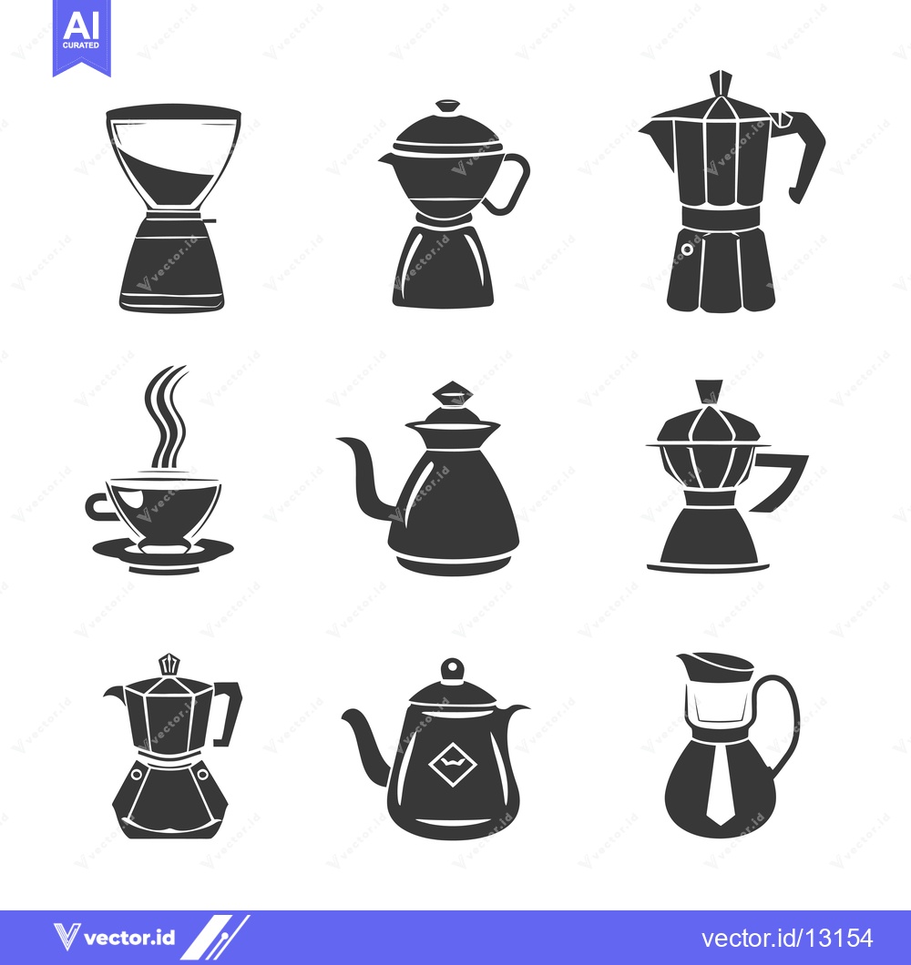 Premium Vector dari A Collection of Coffee Makers and a Coffee Cup