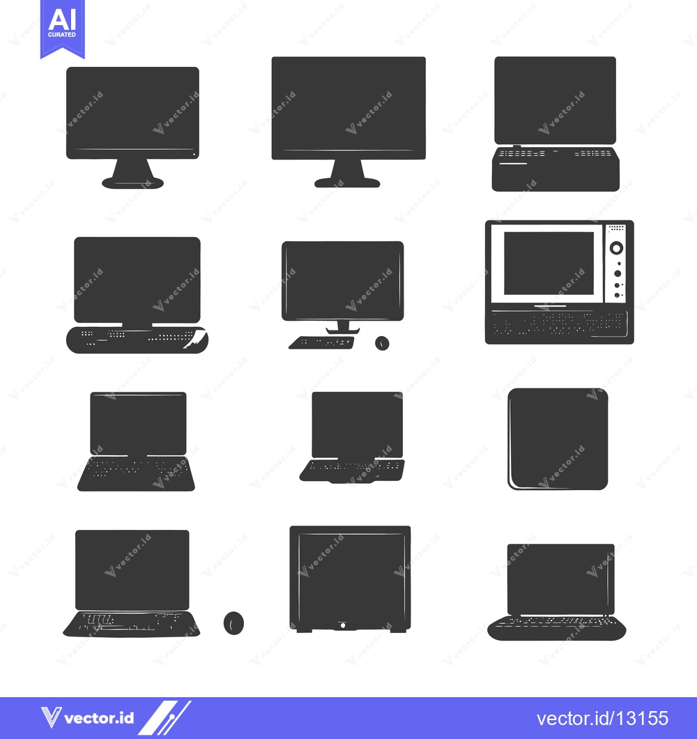 Premium Vector dari A Collection of Computer and Laptop Silhouettes
