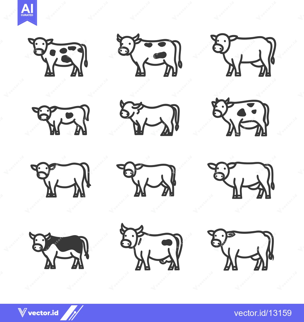 Premium Vector dari A Collection of Cow Illustrations in Various Styles