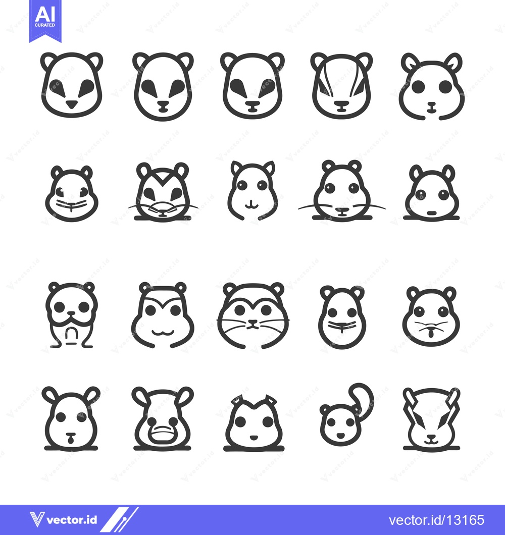 Premium Vector dari A Collection of Cute Cartoon Hamster Faces in Different Poses