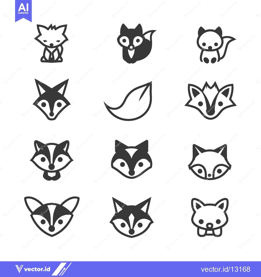 Premium Vector dari A Collection of Cute Fox and Leaf Icons