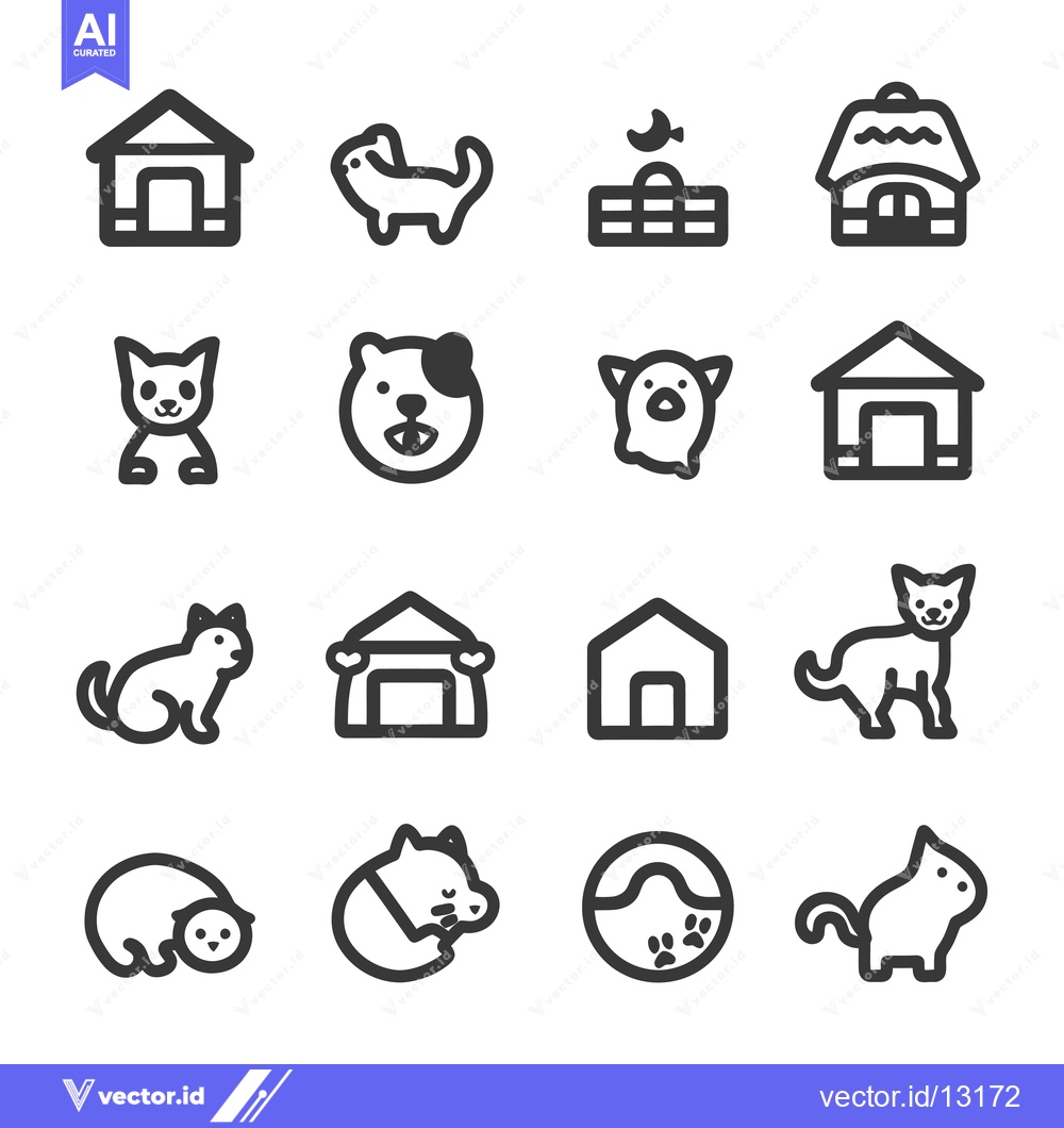Premium Vector of A Collection of Cute Pet-Related Icons