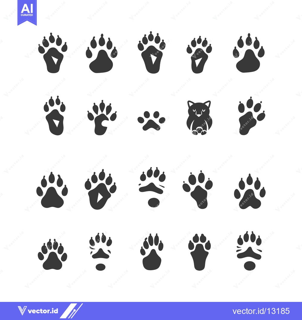 Premium Vector of A Collection of Different Animal Paw Prints and a Cat Silhouette