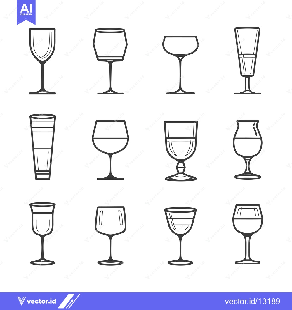 Premium Vector dari A Collection of Different Glassware for Serving Drinks