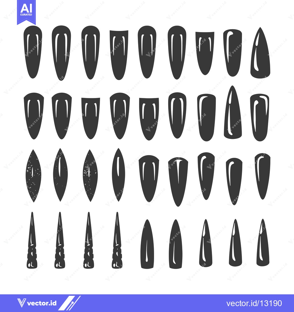 Premium Vector dari A Collection of Different Nail Shapes for Manicures