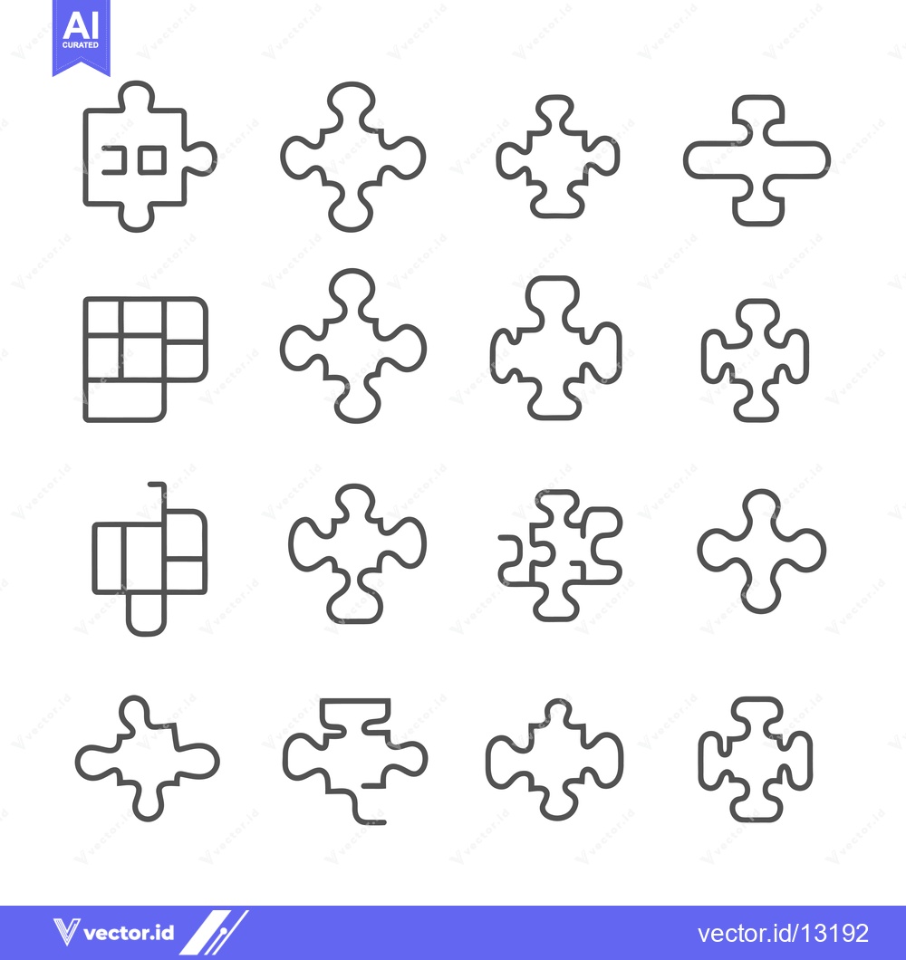 Premium Vector dari A Collection of Different Puzzle Piece Outline Icons