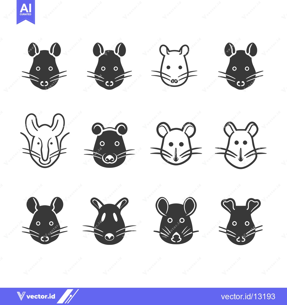 Premium Vector dari A Collection of Different Rat Faces in Various Styles