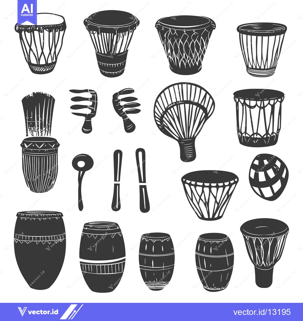 Premium Vector of A Collection of Different Styles of African Drums and Percussion Instr