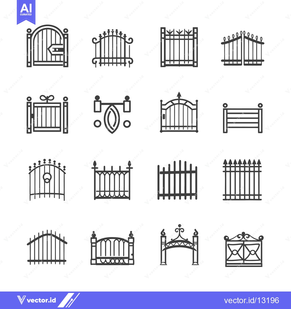 Premium Vector dari A Collection of Different Styles of Gates and Fences