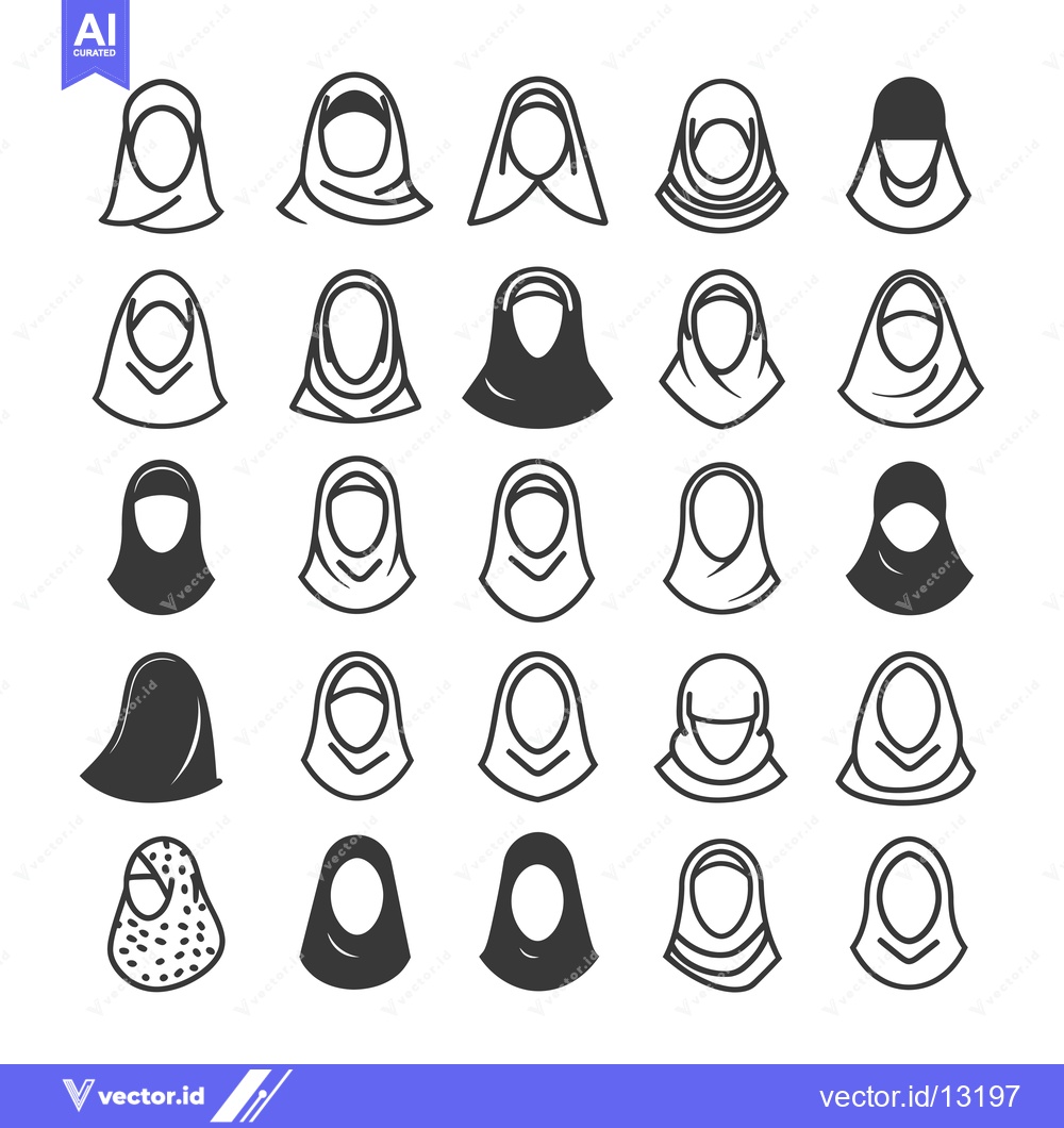 Premium Vector dari A Collection of Different Styles of Hijabs