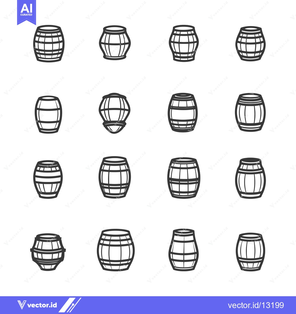 Premium Vector dari A Collection of Different Styles of Wooden Barrels