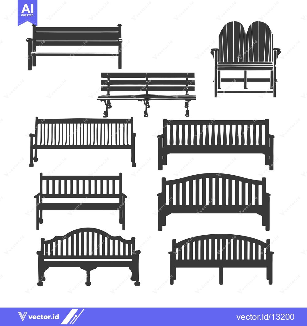 Premium Vector dari A Collection of Different Styles of Wooden Benches