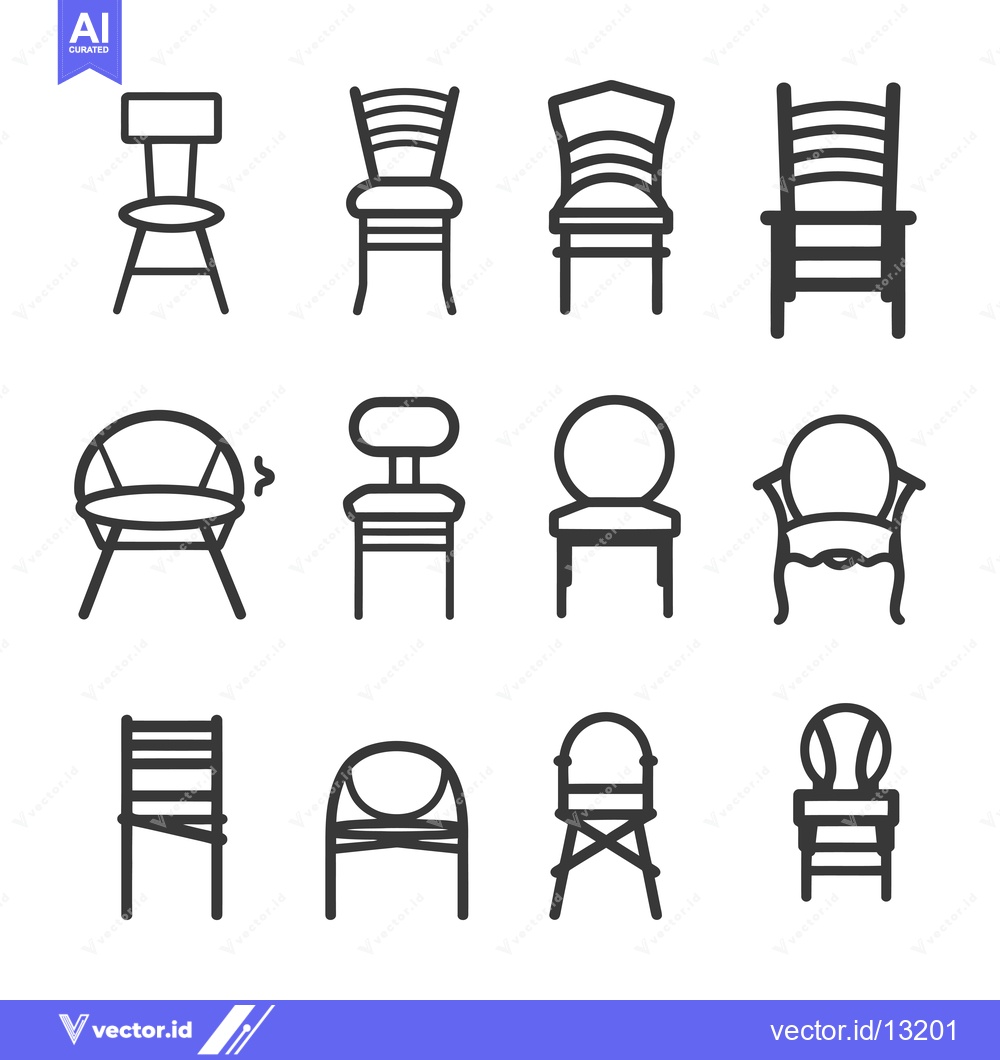 Premium Vector of A Collection of Different Types of Chairs Depicted in Line Art