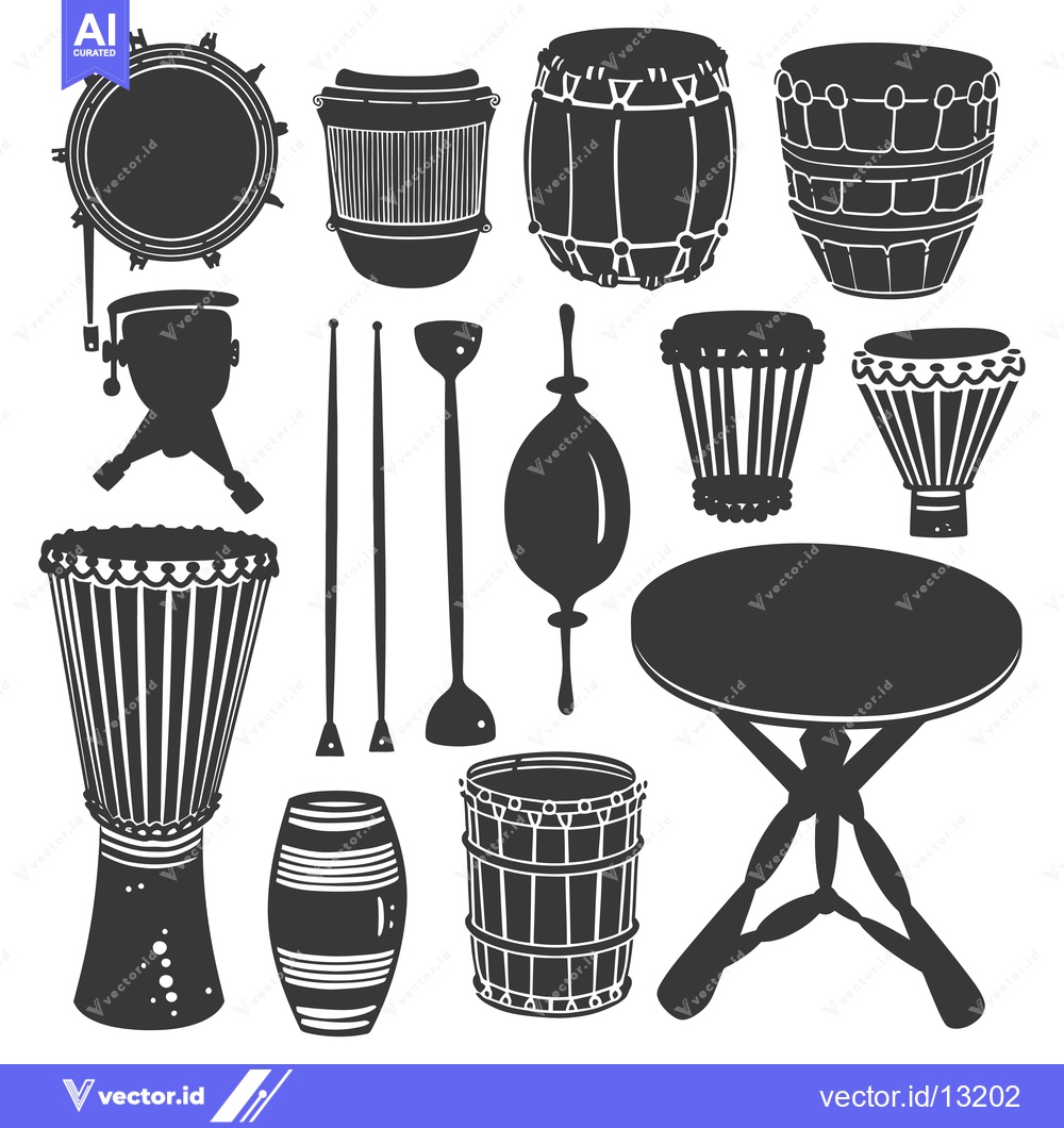 Premium Vector dari A Collection of Different Types of Drums and Musical Instruments