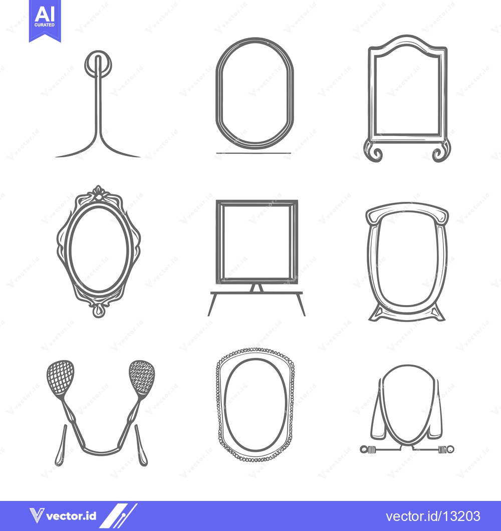 Premium Vector dari A Collection of Different Types of Frames with Simple Grey Outline